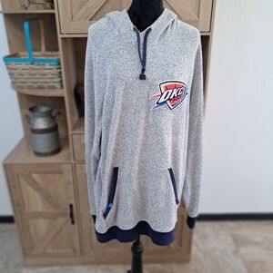 Adidas Men's 2X Pullover Hooded Sweatshirt Gray OKC Thunder Logo Basketball Long